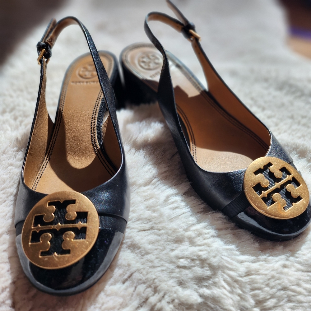 Tory Burch mini cap toe slingbacks